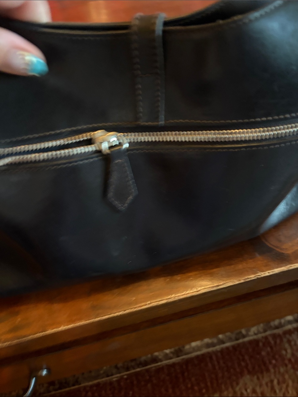 Dooney & Bourke Black Leather Shoulder Bag with Silver Hardware - Picture 6 of 6